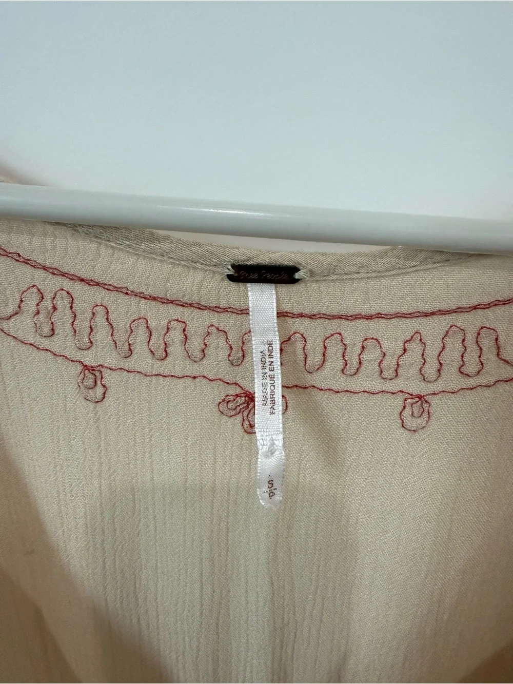 Free People Cream Swim Coverup Tunic with Coral Embroidery